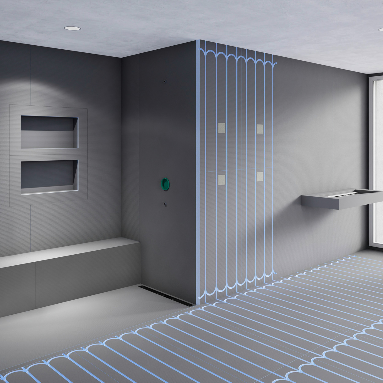 Wedi Top Wall Marble Grey Beige